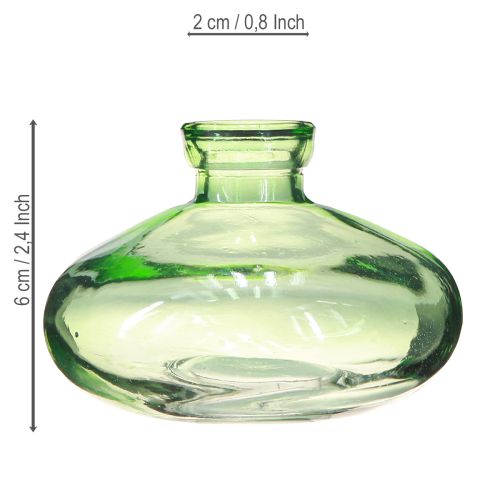 daiktų Stiklinė vaza svogūninė žalia mini vazos stiklinė Ø9cm H6cm 6 vnt