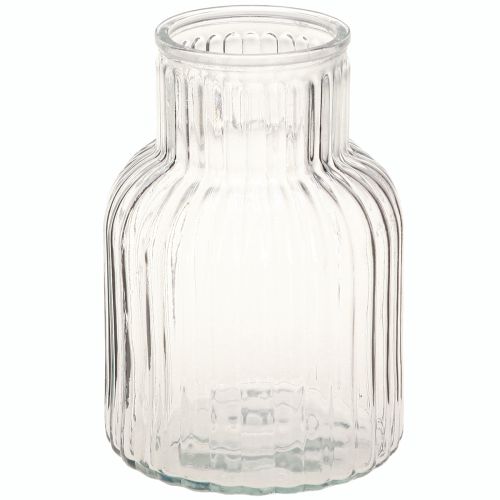 Stiklinė vaza gėlių vaza stiklo grioveliai retro skaidrūs Ø13.5cm H20cm