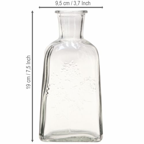 daiktų Stiklinė vaza buteliui su motyvu, skaidri, H19cm, 2 vnt.