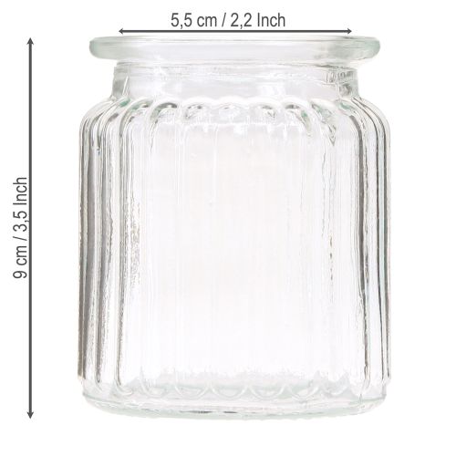 daiktų Stiklinė vaza skaidraus briaunoto stiklo dekoratyvinė vaza Ø8cm H9cm 6 vnt