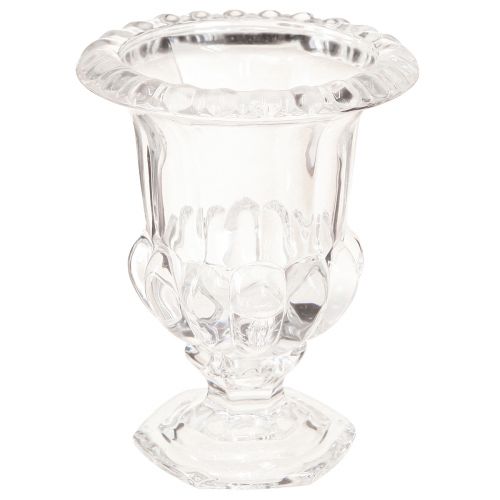 daiktų Stiklinė vaza maža vaza su pėda skaidri retro Ø11cm H14cm