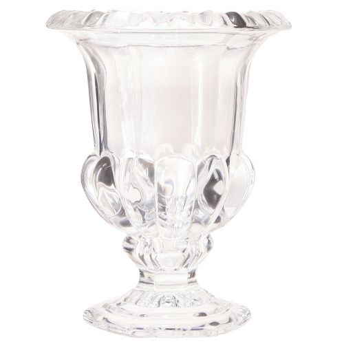 daiktų Stiklinė vaza maža vaza su pėda skaidri retro Ø11cm H14cm