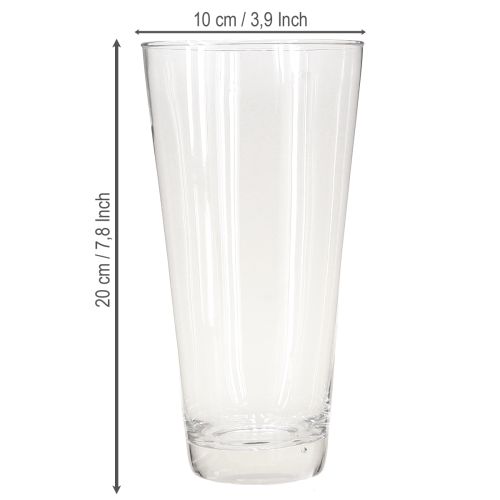 daiktų Stiklinė vaza kūginė gėlių vaza skaidri Ø10cm H20cm