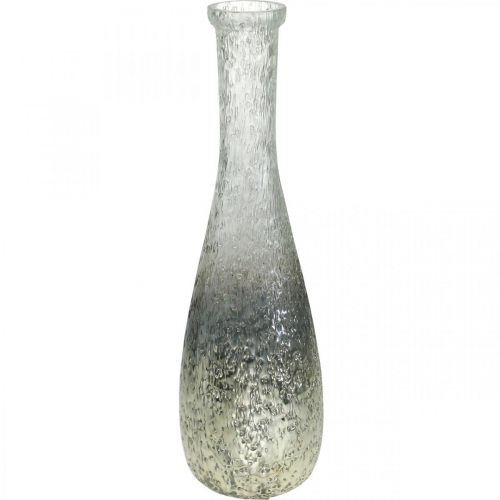 Floristik24 Gėlių vaza iš stiklo, stalinė vaza dviejų atspalvių tikras stiklas skaidrus, sidabras H30cm