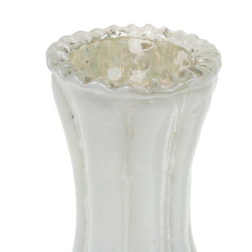 Floristik24 Stiklinė vaza valstietiška sidabrinė balta H11cm 6vnt