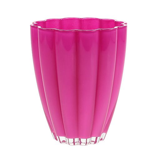 Floristik24 Stiklinė vaza &quot;Bloom&quot; Rožinė Ø14cm H17cm