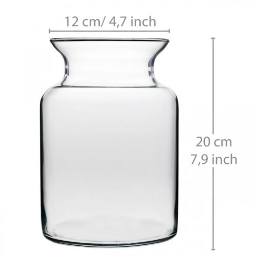 daiktų Stiklinė gėlių vaza plati skaidri Ø12cm H20cm