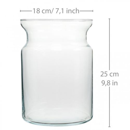 Floristik24 Stiklinė vaza skaidri dekoratyvinė vaza stiklo žibintuvėlis gėlių vaza Ø18cm H25cm