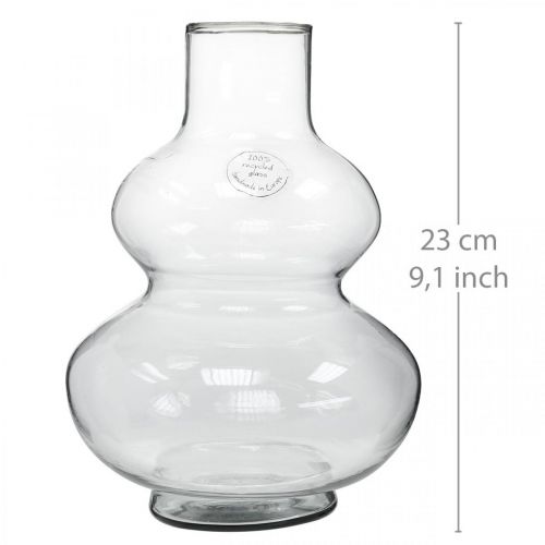 daiktų Stiklinė vaza apvali gėlių vaza dekoratyvinė vaza skaidraus stiklo Ø16cm H23cm