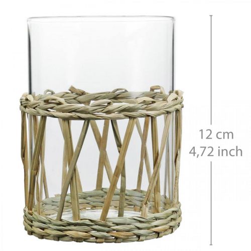 daiktų Stiklinės vazos cilindro pintas žolės stalo dekoravimo stiklas Ø8cm H12cm