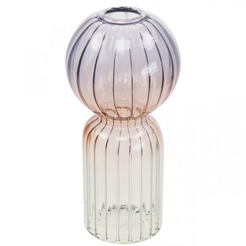 daiktų Stiklo vaza Deco Vaza Mėlyna Ruda Skaidri Mini Vaza Ø8cm H17cm