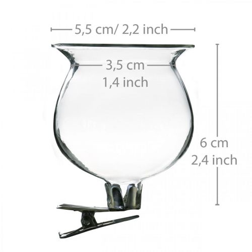Floristik24 Stiklinis vazos varpas su segtuku skaidrus Ø5,5cm H6cm 4vnt