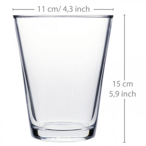 Floristik24 Stiklo vaza Kūginė Skaidri Ø11cm H15cm