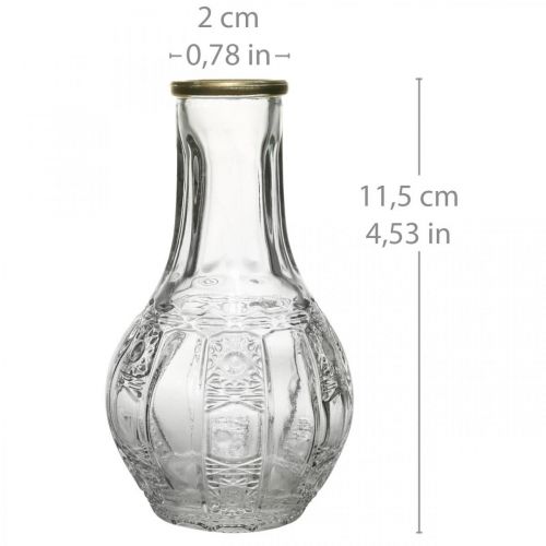Floristik24 Stiklinė vaza, krištolo išvaizda, gėlių vaza su auksiniu apvadu Ø6,5cm H11,5cm