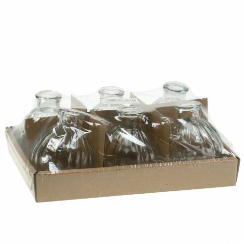 Floristik24 Dekoratyvinė stiklo vaza su grioveliais Ø6,8cm H7,7cm 6 vnt