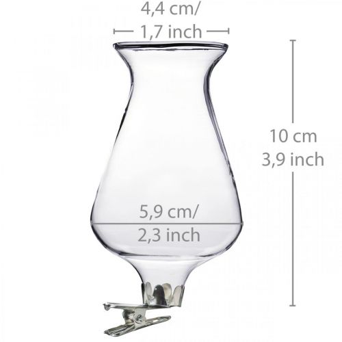 Floristik24 Stiklinė vaza tulpė su segtuku Ø5,9cm H11cm skaidri 4vnt