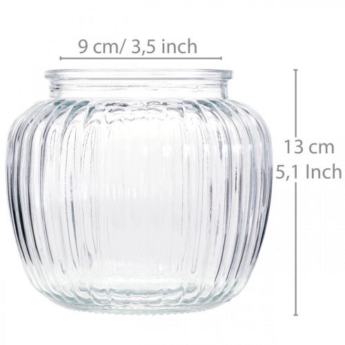 daiktų Stiklinė vaza briaunota vazos stiklas Ø14cm H13cm 2vnt