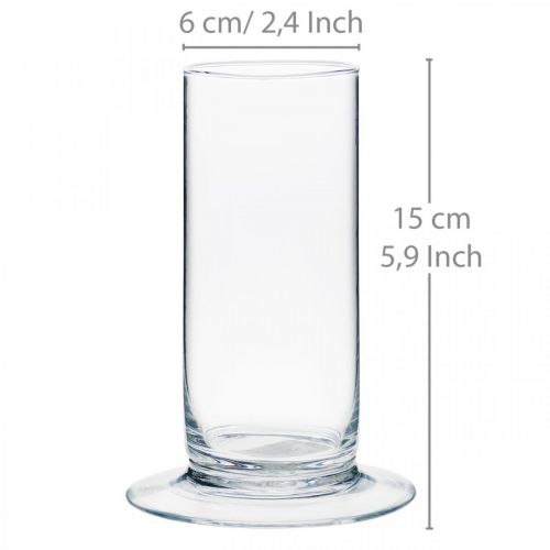 daiktų Stiklinė vaza su kojele Skaidri Ø6cm H15cm
