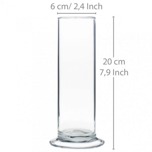 Floristik24 Stiklinė vaza su kojele Skaidri Ø6cm H20cm