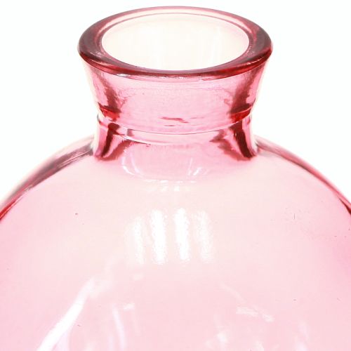 daiktų Stiklinės vazos svogūninės rožinės retro mini vazos Ø7,5cm A9cm 6 vnt.
