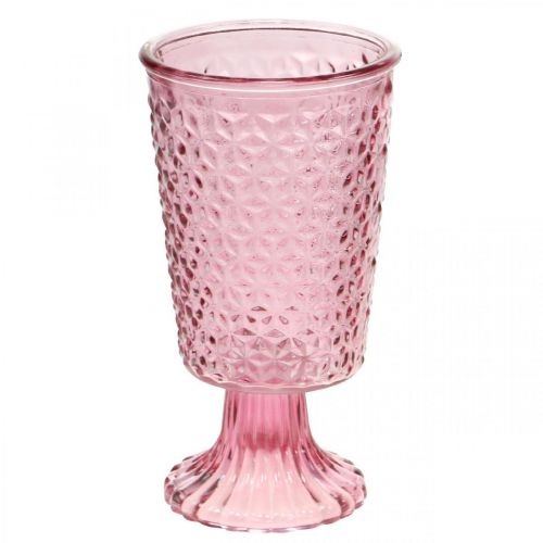 Floristik24 Žvakės puodelis, puodelio stiklas, žibintas, stiklo apdaila Ø10cm H18,5cm