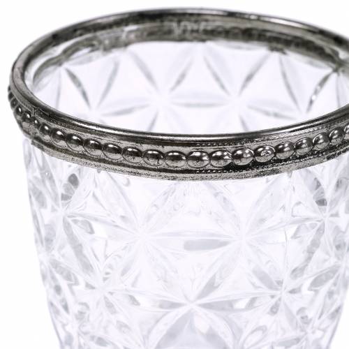 Floristik24 Antikvarinis stiklinis žibintas su metaliniu apvadu Ø7,5cm H7,5cm