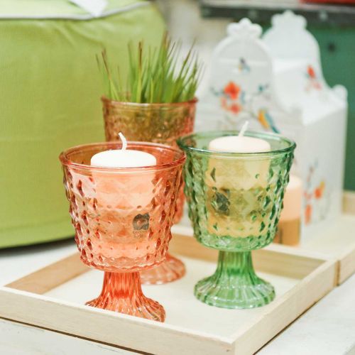 Floristik24 Stiklinis žibintas Ø11,5cmH15,5cm turkio spalvos