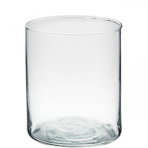 Apvali stiklo vaza, skaidraus stiklo cilindras Ø9cm H10,5cm