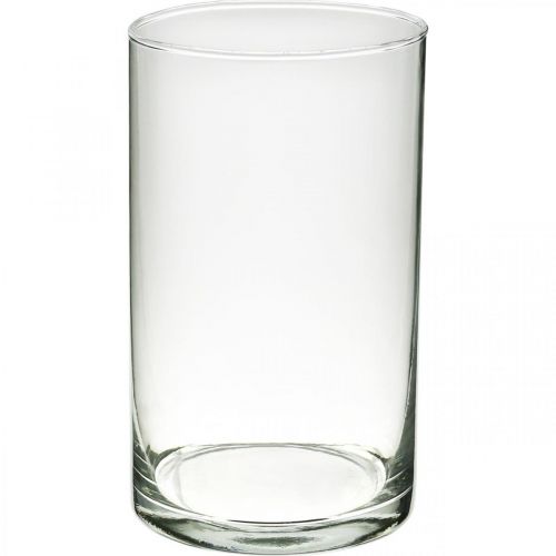 Floristik24 Apvali stiklo vaza, skaidraus stiklo cilindras Ø9cm H15,5cm