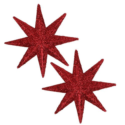 Floristik24 Blizganti žvaigždė raudona Ø10cm 12vnt