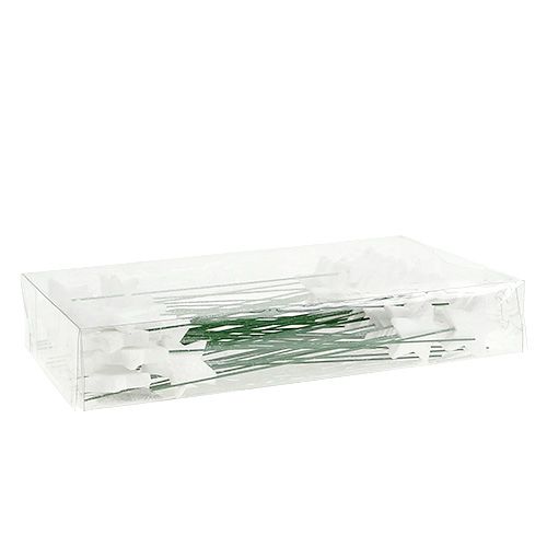 Floristik24 Blizganti žvaigždė ant vielos balta 4cm L22cm 60vnt