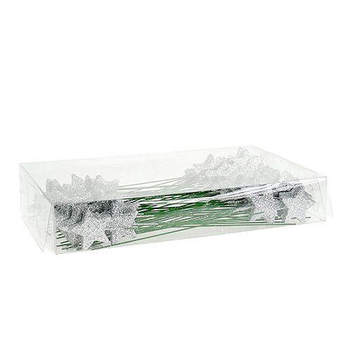 Floristik24 Sidabro blizgučiai 4cm ant vielos 60vnt