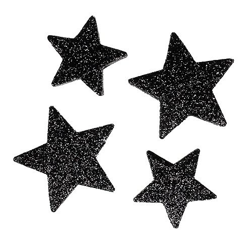 Floristik24 Blizgančios žvaigždės juodos 4-5cm 40vnt
