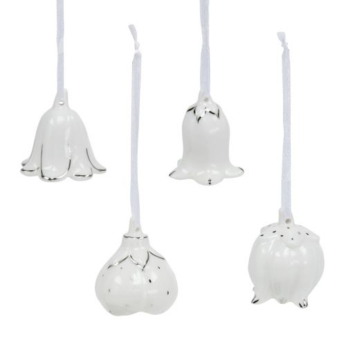 Varpo gėlės forma 5cm - 5,5cm balta, sidabrinė 4vnt
