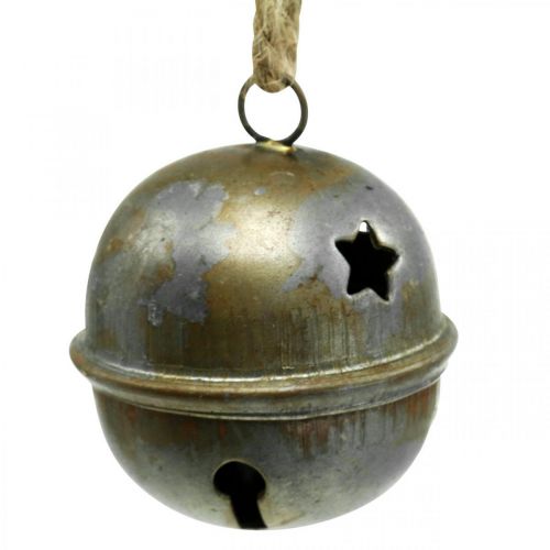 Floristik24 Kalėdiniai varpai, varpeliai su žvaigždėmis, advento puošmena metalinė senovinė išvaizda H5,5cm Ø5cm 4vnt.