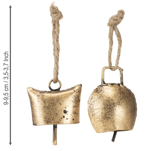 daiktų Kalėdinės eglutės dekoracijos metalinės, vintažinio aukso spalvos, 5 cm, 8 vnt.