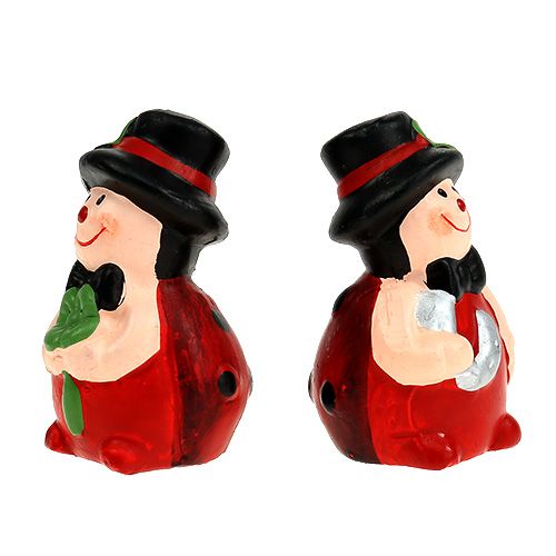 Floristik24 Lucky charm keraminis vabalas 6cm raudonas 12vnt