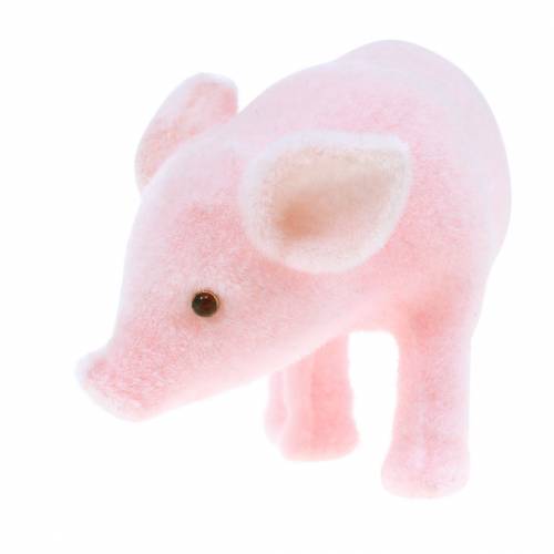 Floristik24 Lucky kiaulė rožinė flokuota 9cm 6vnt