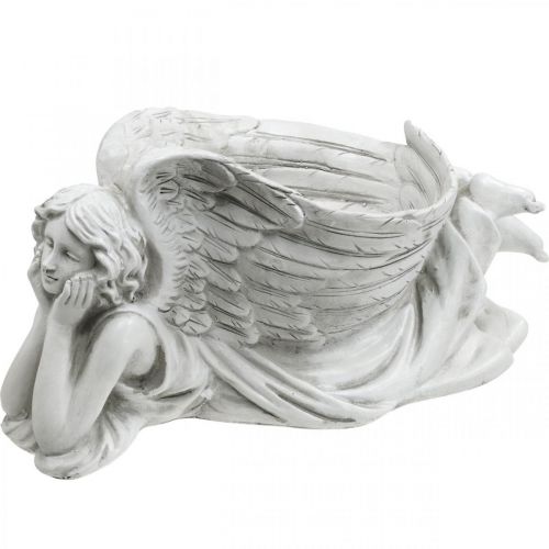 daiktų Kapo angelas su augaliniu dubeniu Paukščių vonios angelas guli 39×18×18cm
