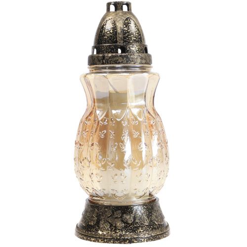 Floristik24 Kapo šviesaus stiklo ūseliai rožės H26cm Ø12cm tonuotas auksas 24-30h