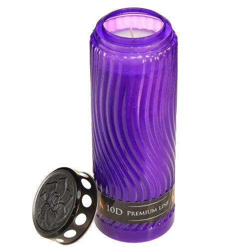daiktų Kapo žvakės dangtelio motyvas gėlė juoda violetinė Ø9cm H27cm
