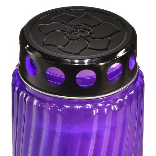 Floristik24 Kapo žvakės dangtelio motyvas gėlė juoda violetinė Ø9cm H27cm