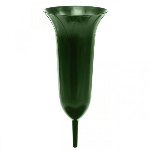 Floristik24 Kapo vaza 42cm tamsiai žalia vaza kapo puošmena gedulo floristika 5vnt