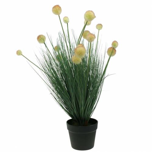 Žolė su gėlėmis vazonėlyje dirbtinė geltona 70cm