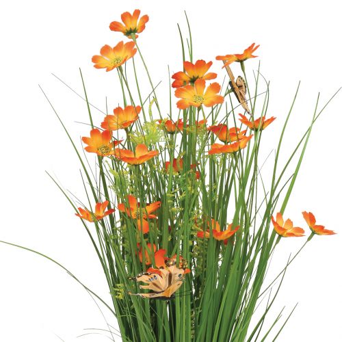 Floristik24 Žolių kekė su gėlėmis ir drugeliais Oranžinė 70cm