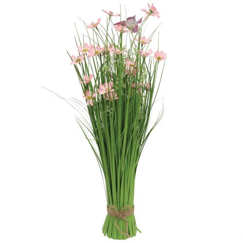 Floristik24 Žolių kekė su žiedais ir drugeliais rožinės spalvos 70cm