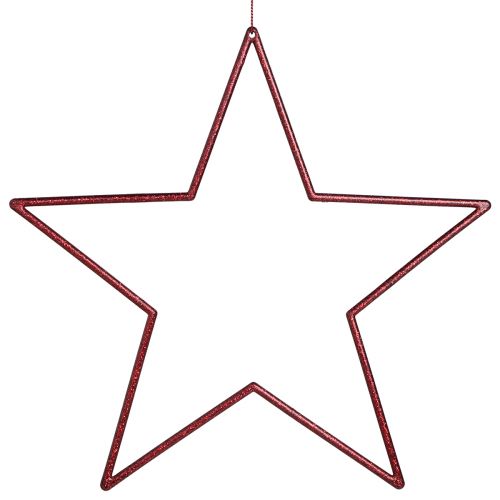 Didelės dekoratyvinės žvaigždės raudonos pakabinamoms žvaigždėms su blizgučiais 24cm 6 vnt