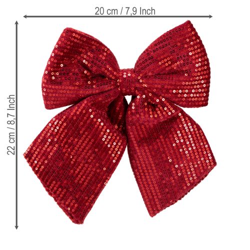 daiktų Didelis aksominis kaspinėlis su blizgučiais tamsiai raudonas 20×22 cm 2 vnt.