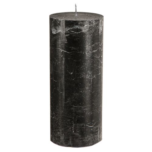Didelės kolonos žvakės juodo marmuro išvaizda 85x200mm 2 vnt