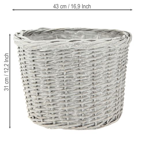 daiktų Didelis augalų krepšelis su folija baltai pilka Ø43/34/28cm rinkinys 3 vnt